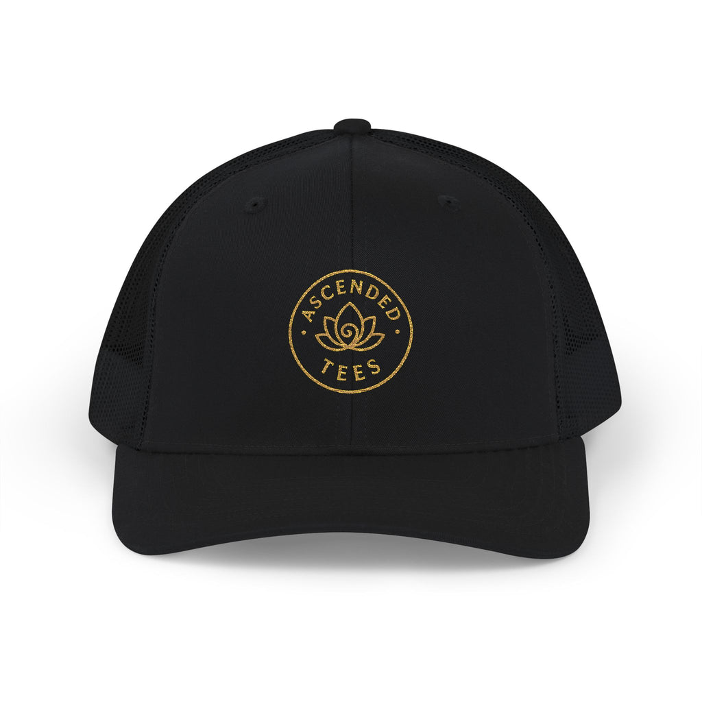 Snapback Trucker Cap - Ascended Tees Lotus Logo - Mindfulness Meditation Apparel